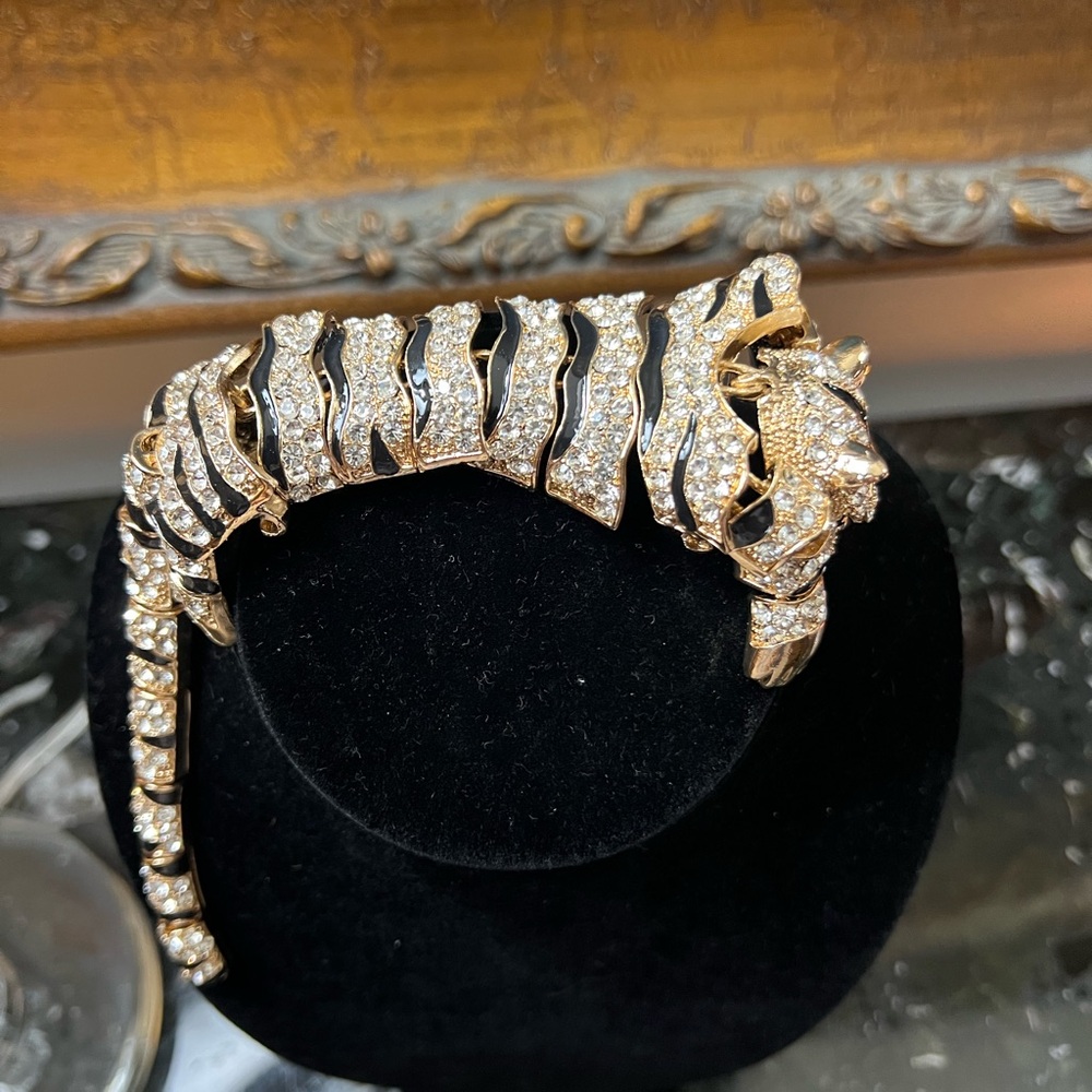 Elegant Gold and Silver Tiger Bracelet